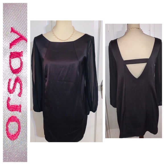 orsay Dresses & Skirts - Orsay Gray Satin & Chiffon Shoulder Dress. Size 40